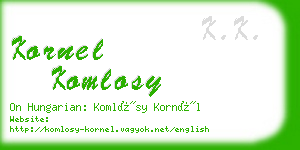 kornel komlosy business card